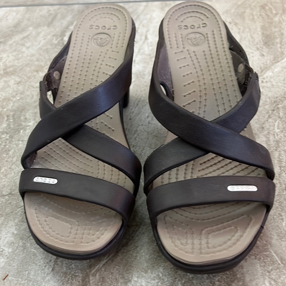 Crocs heeled sandals all plastic